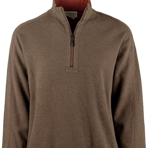 NEW Tommy Bahama Men's Reversible FlipSider Sweatshirt Brown/Burnt Orange - Picture 1 of 13